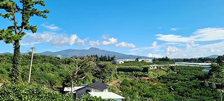 Il monte Halla, 1947 m, visto dalla costa meridionale dell'isola di Jeju