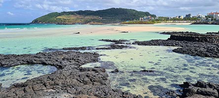 La spiaggia di Hamdeok lungo l'Olle trail nr. 19 dell'isola di Jeju