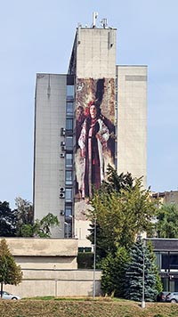 Murale su un palazzo a Vilnius