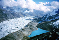 Il ghiacciaio di Ngozumpa verso valle